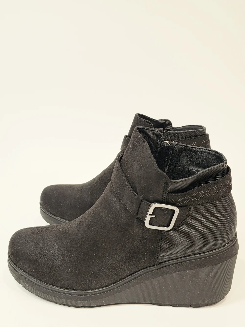 BOBS from Skechers Gala In High Demand Women’s Black Wedge Ankle Boots